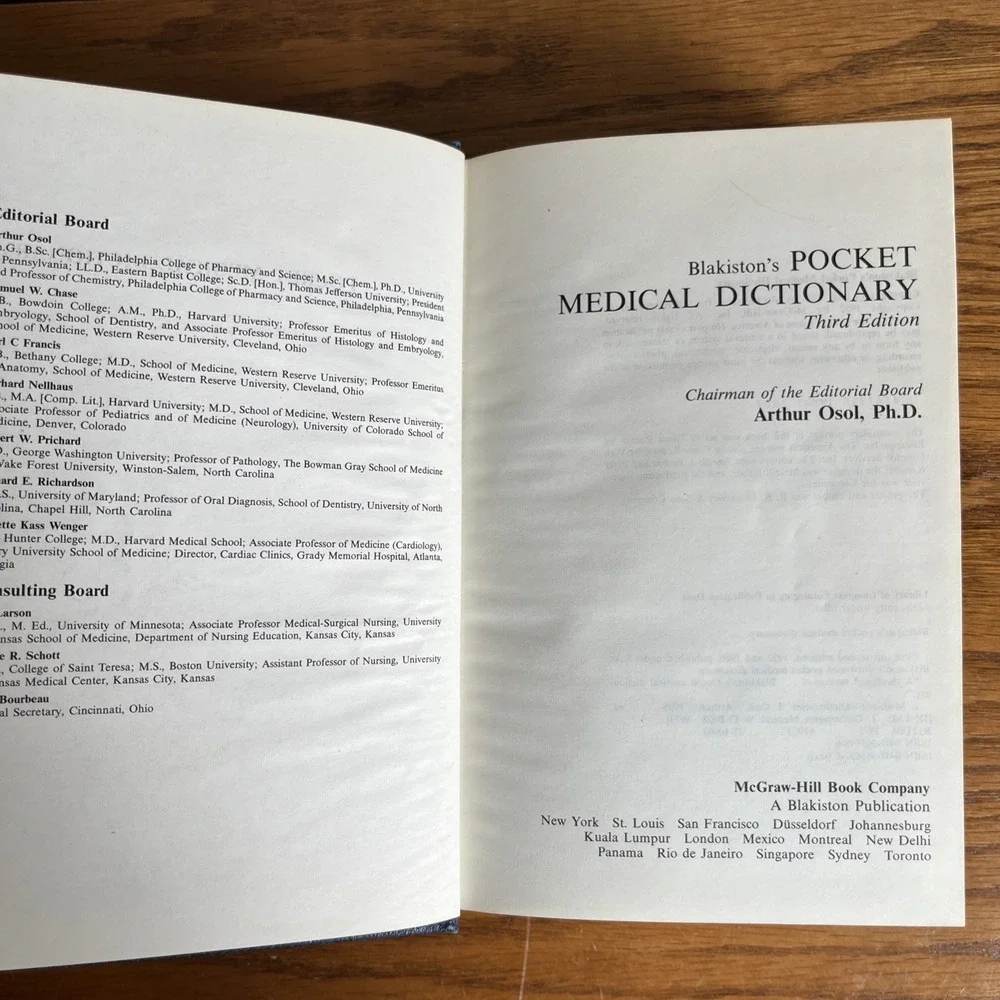 Blakiston's Pocket Medical Dictionary Third Edition Hardcover 1973